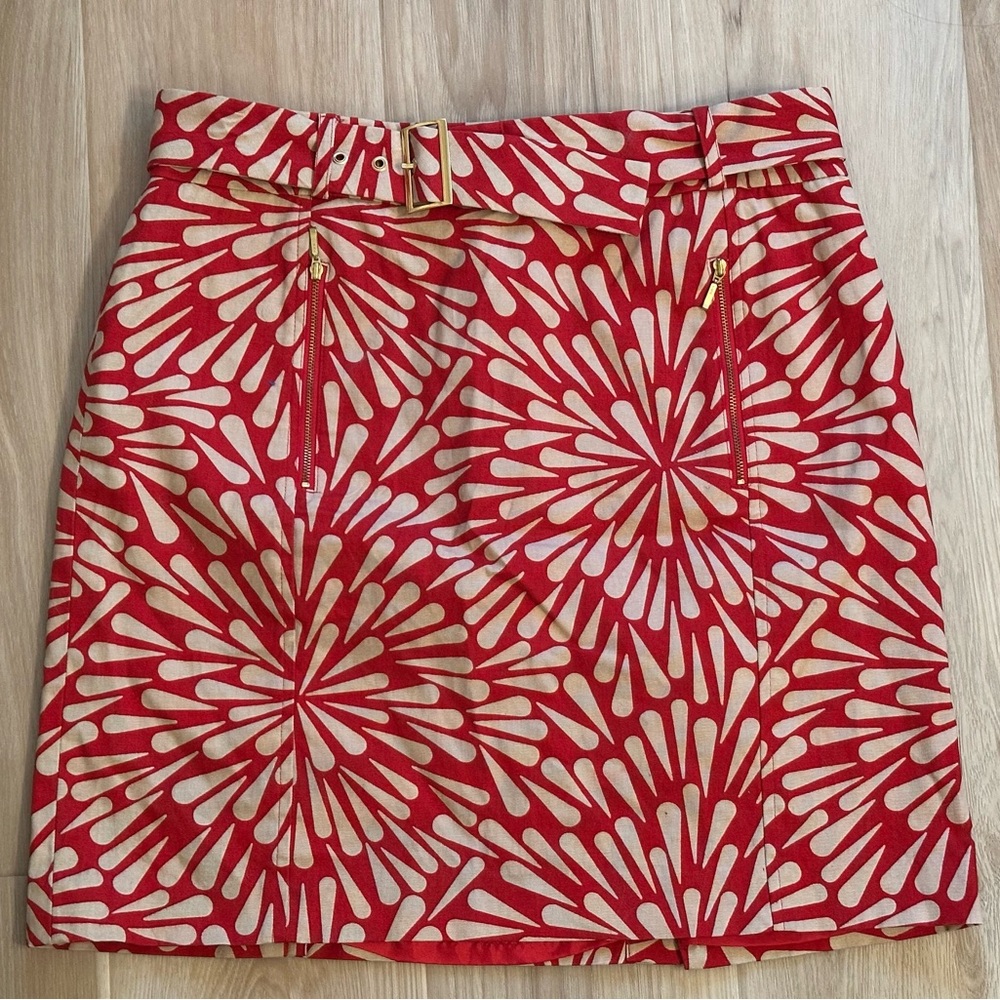 Talbots Red and White Mini Pencil Skirt for Casual Wear